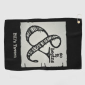 Ampersand symbool en zo begint het zwarte balkhand golfhanddoek (Horizontaal)