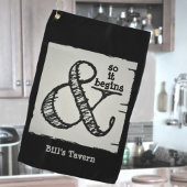 Ampersand symbool en zo begint het zwarte balkhand golfhanddoek