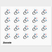 &, ampersand teken met blauwe vogels en rode harte ronde sticker (Vel)