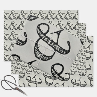 Ampersand Teken Typografie Speels Zwart & Grijs Inpakpapier Vel