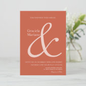 Ampersand Terracotta Pink Muted Wedding Kaart (Staand voorkant)