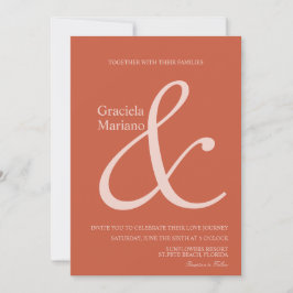 Ampersand Terracotta Pink Muted Wedding Kaart