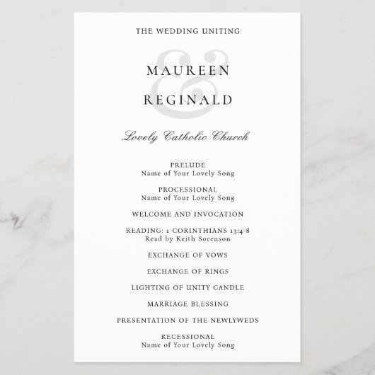 Ampersand Traditional Budget Wedding Programme Flyer (Voorkant)