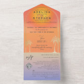 Ampersand Tropical Beach Sunset Palms RSVP QR Code All In One Uitnodiging (Binnen)