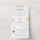 Ampersand Tropische Strand Palmen Bomen RSVP QR Co All In One Uitnodiging (Binnen)