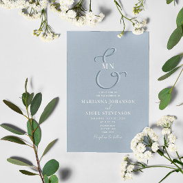 Ampersand Typography Dusty Blue Wedding Invitation Kaart