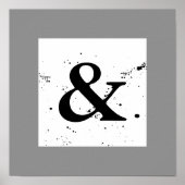 ampersand vierkant poster zwart-wit (Voorkant)