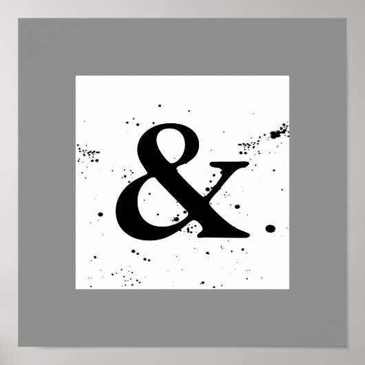 ampersand vierkant poster zwart-wit (Voorkant)