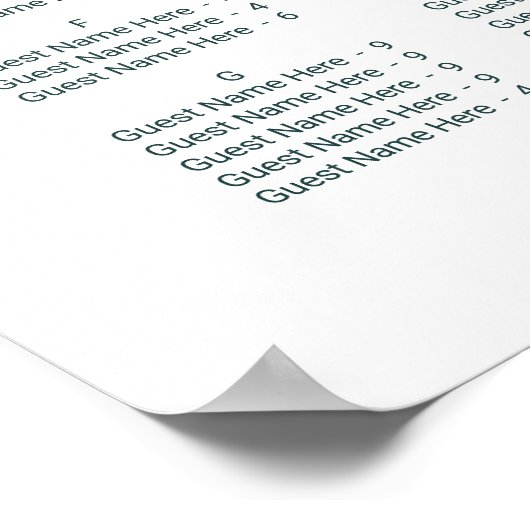 Ampersand Wedding ALPHABETICAL Order Seating Chart Poster (Hoek)