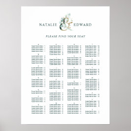 Ampersand Wedding ALPHABETICAL Order Seating Chart Poster