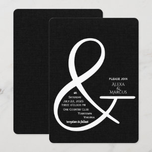 Ampersand Wedding Invitation on black texture Kaart