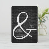 Ampersand Wedding Invitation on dark brick wall Kaart (Staand voorkant)