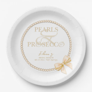 Ampersand White Pearls Prosecco Bow Vrijgezellenfe Papieren Bordje