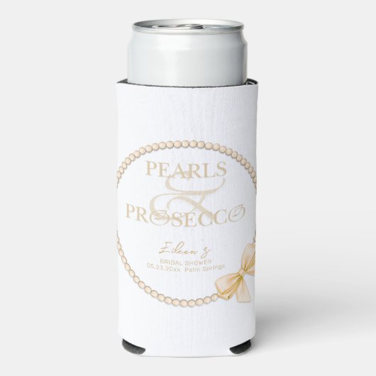 Ampersand White Pearls Prosecco Bow Vrijgezellenfe Seltzer Blikjeskoeler (Seltzer Achterkant)