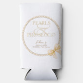 Ampersand White Pearls Prosecco Bow Vrijgezellenfe Seltzer Blikjeskoeler (Voorkant)