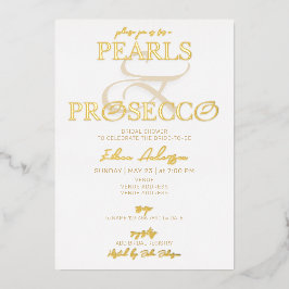 Ampersand White Pearls & Prosecco Vrijgezellenfees Folie Uitnodiging