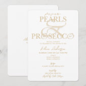 Ampersand White Pearls & Prosecco Vrijgezellenfees Kaart (Voorkant / Achterkant)