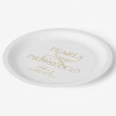 Ampersand White Pearls & Prosecco Vrijgezellenfees Papieren Bordje (Gekanteld)