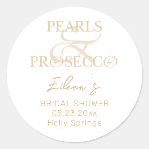 Ampersand White Pearls & Prosecco Vrijgezellenfees Ronde Sticker