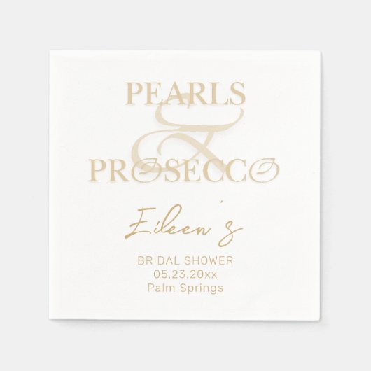 Ampersand White Pearls & Prosecco Vrijgezellenfees Servet (Voorkant)