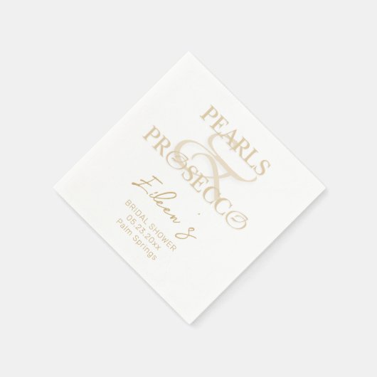 Ampersand White Pearls & Prosecco Vrijgezellenfees Servet (Hoek)