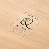 Ampersand, witte bloemen en eucalyptus bruiloft acryl uitnodigingen (Laagn)