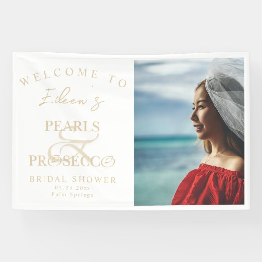 Ampersand Witte Parels & Prosecco Bruidsdiner Spandoek (Horizontaal)