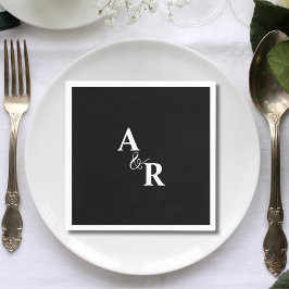 Ampersand Zwart Monogram Minimalistische bruiloft Servet