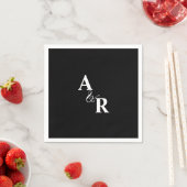 Ampersand Zwart Monogram Minimalistische bruiloft Servet (Insitu)