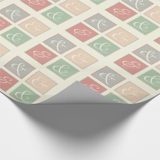 Ampersands - Koraal, Perzikkleurig, groen, grijs Cadeaupapier (Hoek)