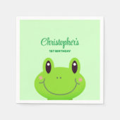 Amphibian Frog Birthday party groen thema Servet (Voorkant)