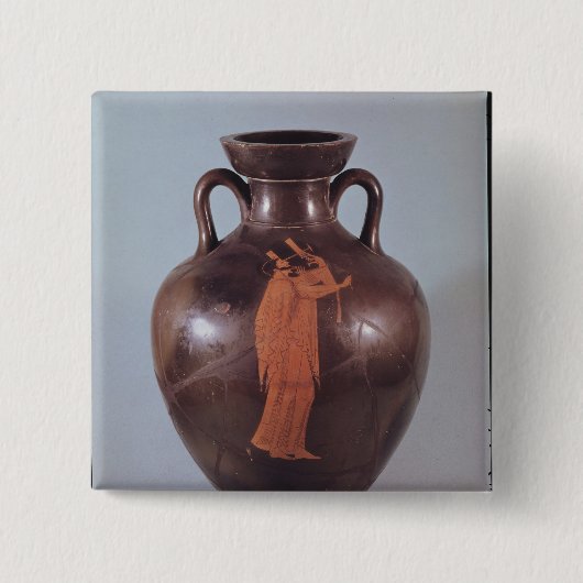 Amphora van het rode cijfer vierkante button 5,1 cm (Voorkant)