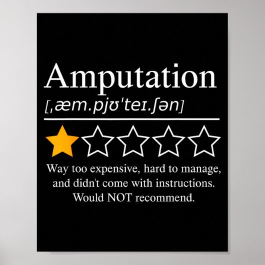 Amputation Amputee Funny Prosthetic Leg Arm Recove Poster (Voorkant)