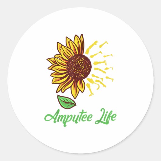 Ampute Humor Flower Life Leg Arm Ronde Sticker (Voorkant)