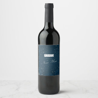 AMQ Happy New Year Wine Bottle Label Wijn Etiket