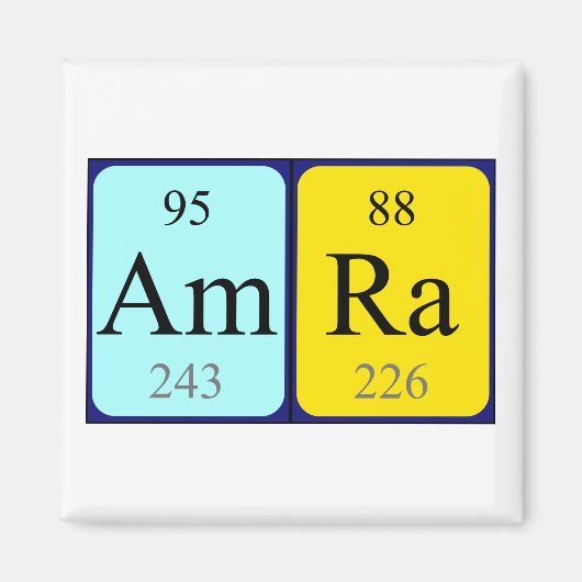 Amra periodiek table name magnet (Voorkant)