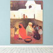 Amrita Sher-Gil - Oude verhalenverteller, fijne ku Canvas Afdruk (Insitu (Houten vloer))