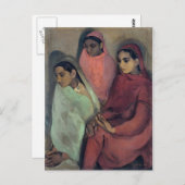 Amrita Sher-Gil schilderij, Three Girls Briefkaart (Voorkant / Achterkant)