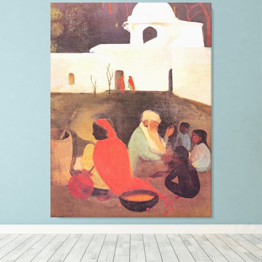 Amrita Sher-Gil - Verouderde Verteller, fijne kuns Canvas Afdruk (Insitu (Houten vloer))