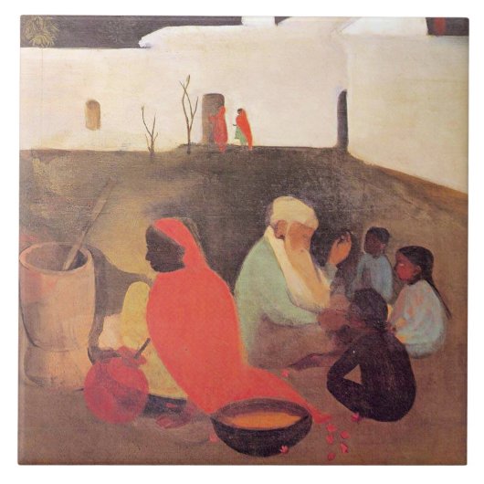 Amrita Sher-Gil - Verouderde Verteller, fijne kuns Tegeltje (Voorkant)