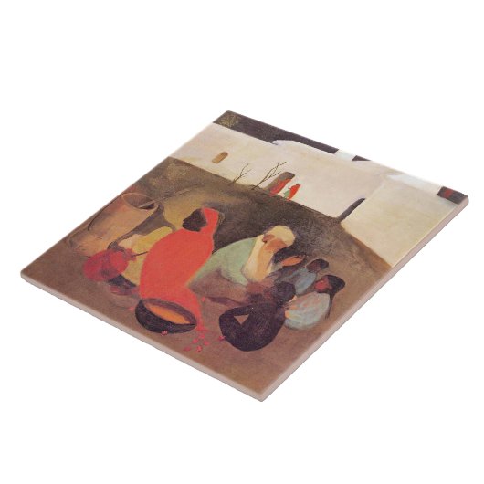 Amrita Sher-Gil - Verouderde Verteller, fijne kuns Tegeltje (Zijkant)