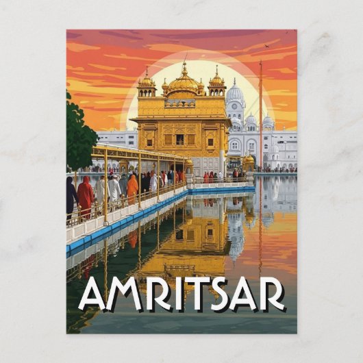 Amritsar Gouden Tempel India Briefkaart (Voorkant)