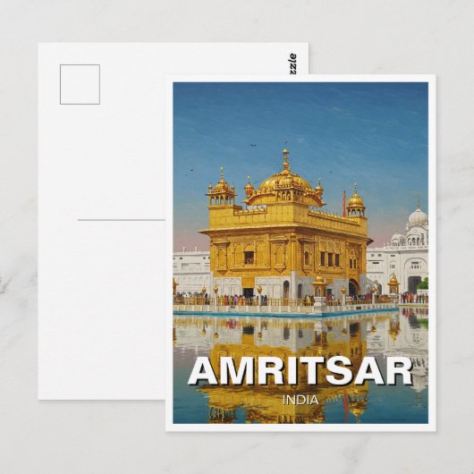Amritsar Gouden Tempel India Briefkaart (Voorkant / Achterkant)