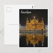 Amritsar Gouden Tempel India nacht Briefkaart (Voorkant / Achterkant)
