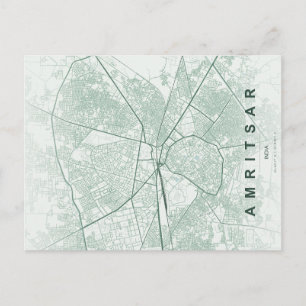 Amritsar India Stadsplattegrond Minimalistisch ont Briefkaart