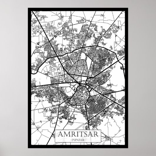 Amritsar Punjab City Map Poster (Voorkant)