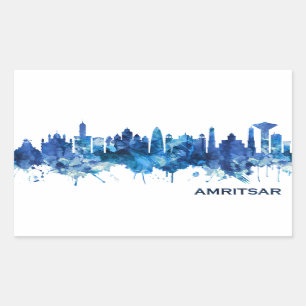 Amritsar Punjab Skyline Blue Rechthoekige Sticker
