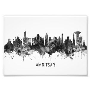 Amritsar Punjab Skyline BW Foto Afdruk