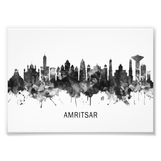 Amritsar Punjab Skyline BW Foto Afdruk (Voorkant)