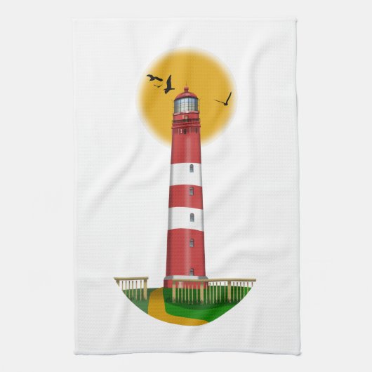 Amrum Lighthouse Duitsland Theedoek (Verticaal)